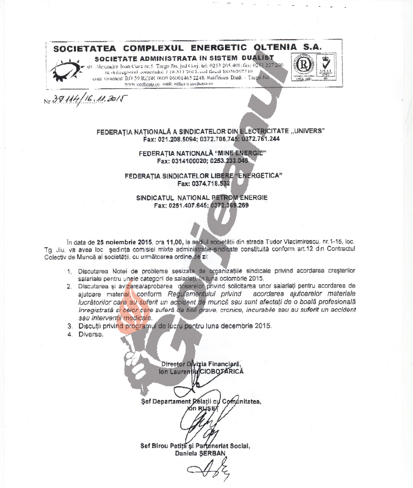 convocator comisia mixta in data de 25 noiembrie 2015