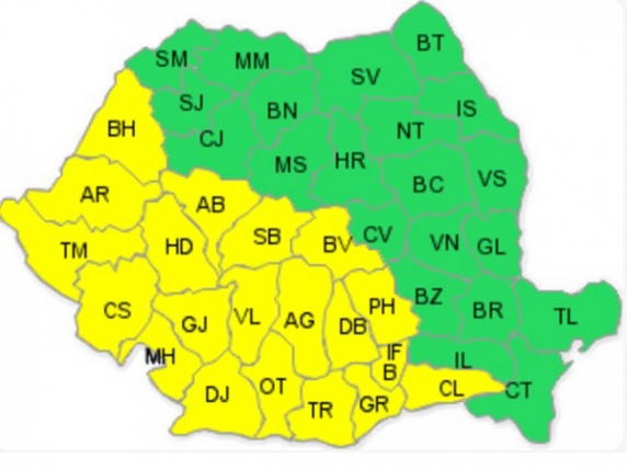 Cod galben de furtună în Gorj