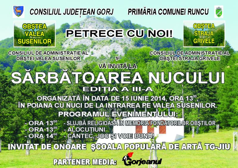 Gorjenii sunt aşteptaţi duminică la Sărbătoarea Nucului