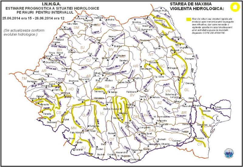 Cod Galben de inundaţii pe Jiu