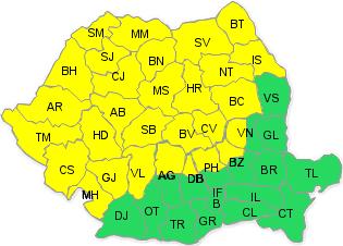 Cod Galben de ploi în Gorj, Vâlcea şi Mehedinţi