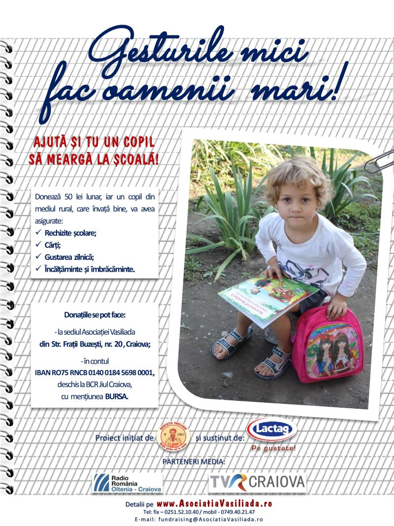 Burse lunare pentru elevii săraci