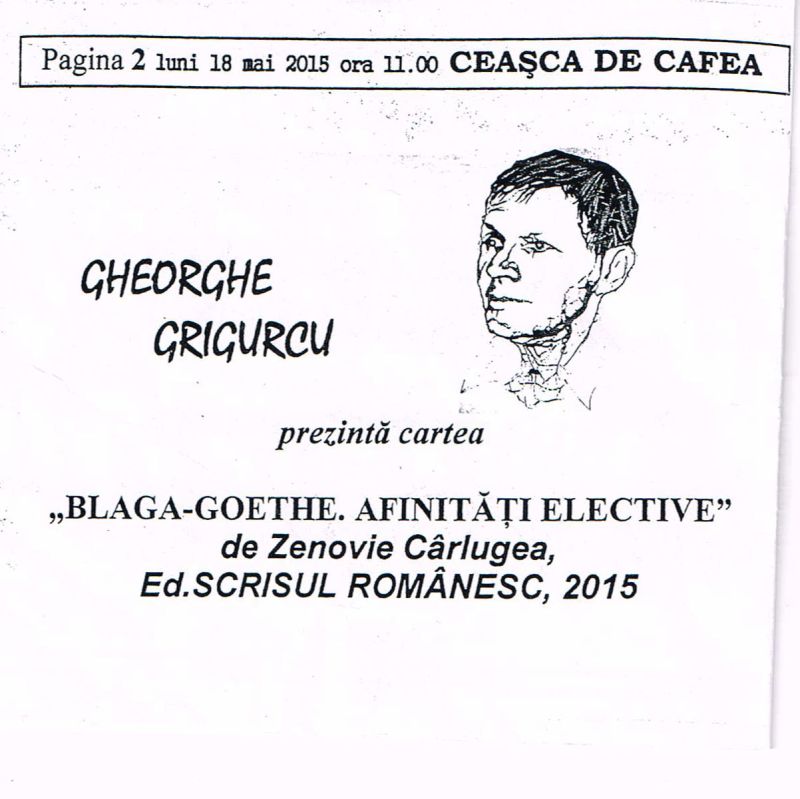 Eveniment – O întâlnire cu Gheorghe Grigurcu