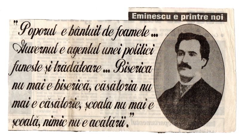 150 de ani de la Creaţia Cuvântului Eminescu, 140 de ani de la fondarea revistei Timpul – Eminescu publicist