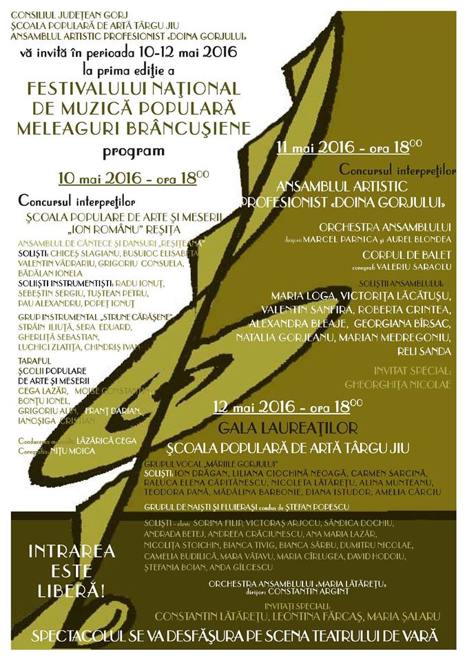 Trei zile de muzică populară la Târgu-Jiu – Începe Festivalul „Meleaguri brâncuşiene”!