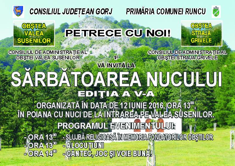Gorjenii sunt aşteptaţi, duminică, la Sărbătoarea Nucului
