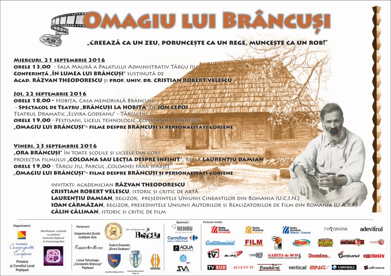 Regal de manifestări culturale, la „OMAGIU LUI BRÂNCUŞI”