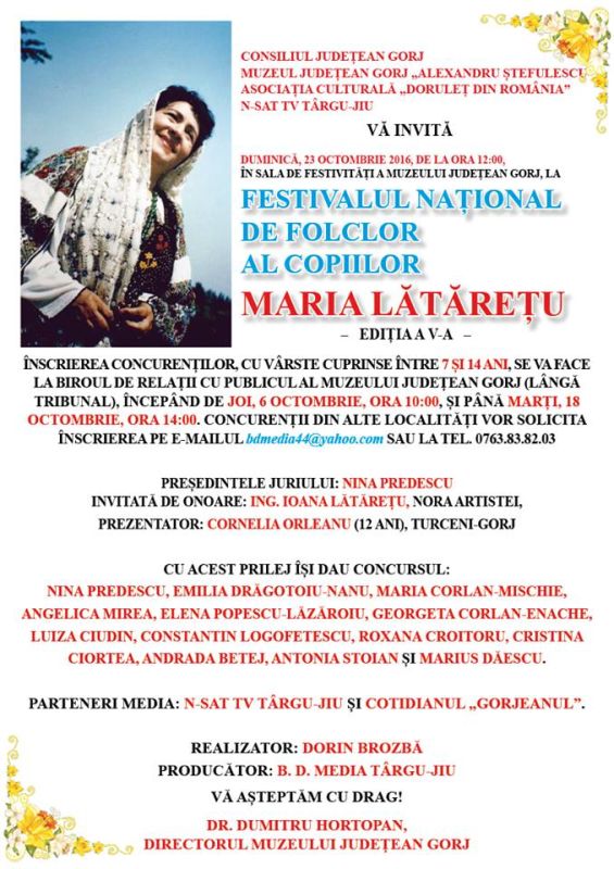 Festivalul Național de Folclor al Copiilor ”Maria Lătărețu”, la a V-a ediție
