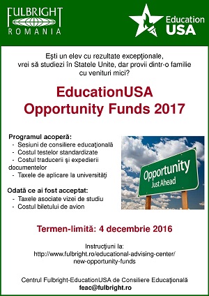 Sprijin financiar pentru elevii care vor să studieze în SUA