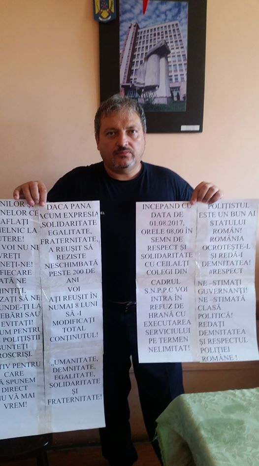 Un polițist din Târgu-Jiu a intrat în refuz de hrană. Află motivul!