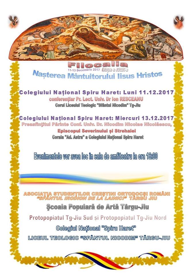 Serile duhovniceşti „Filocalia”, la Târgu Jiu