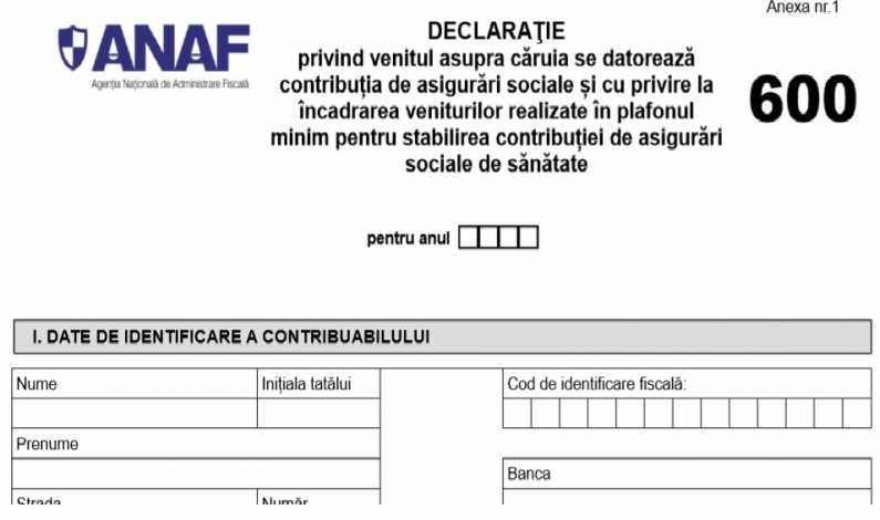 31 ianuarie, termen pentru depunerea Formularului 600