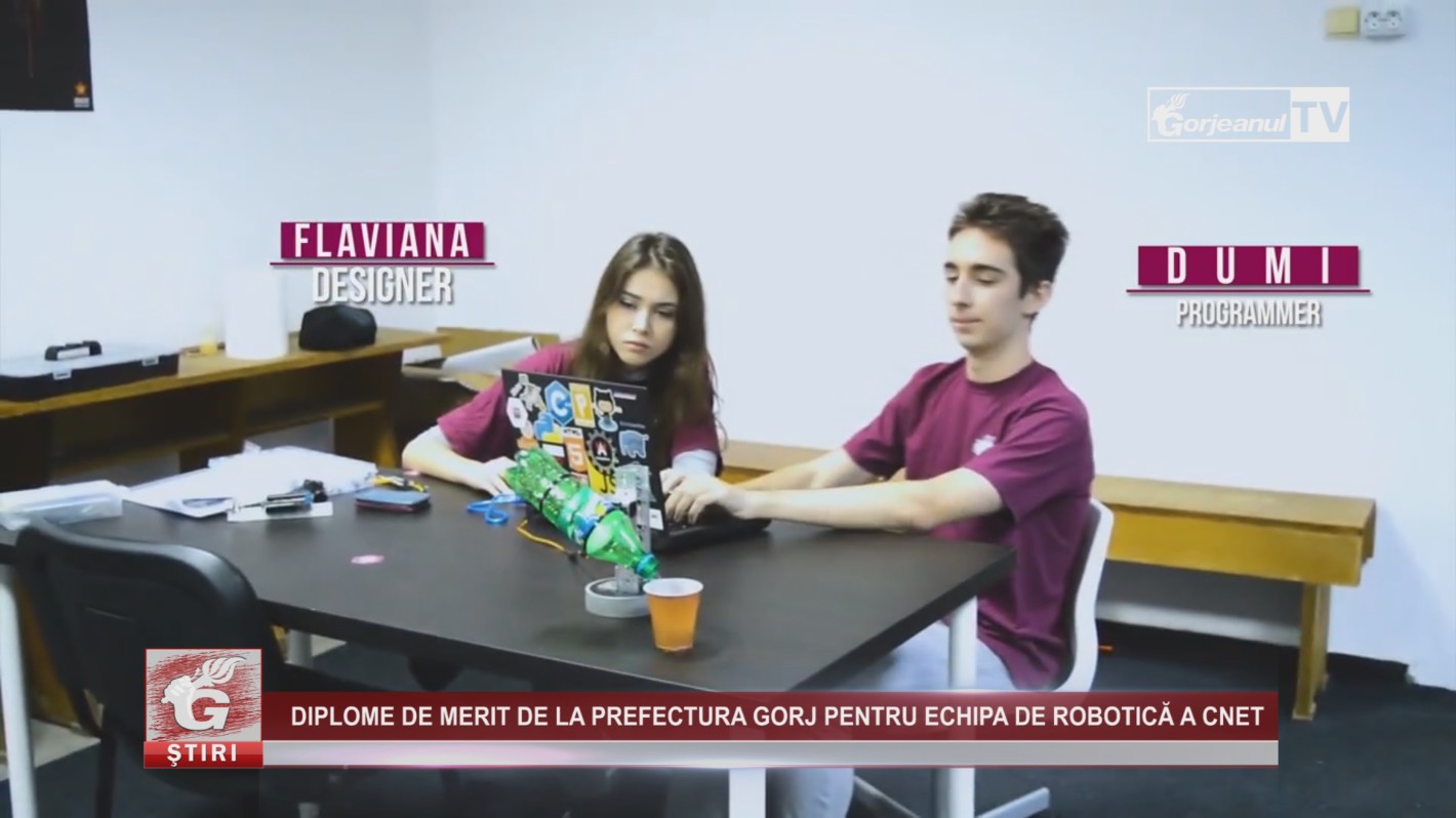 DIPLOME DE MERIT DE LA PREFECTURA GORJ PENTRU ECHIPA DE ROBOTICĂ A CNET