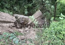 Pod rupt de viitură, la Berlești! Inundații în alte zece localități