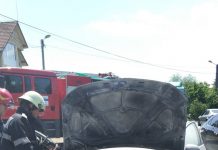 Incendiu la o mașină în mers, la Târgu-Jiu