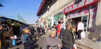 Poliția, în Piața Centrală din Târgu-Jiu
