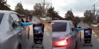 Bebeluș pus în pericol de mama sa