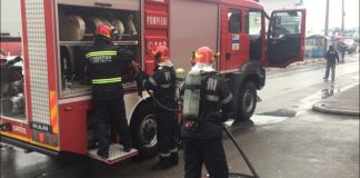 Video: Incendiu cu victimă la un market din Târgu-Jiu