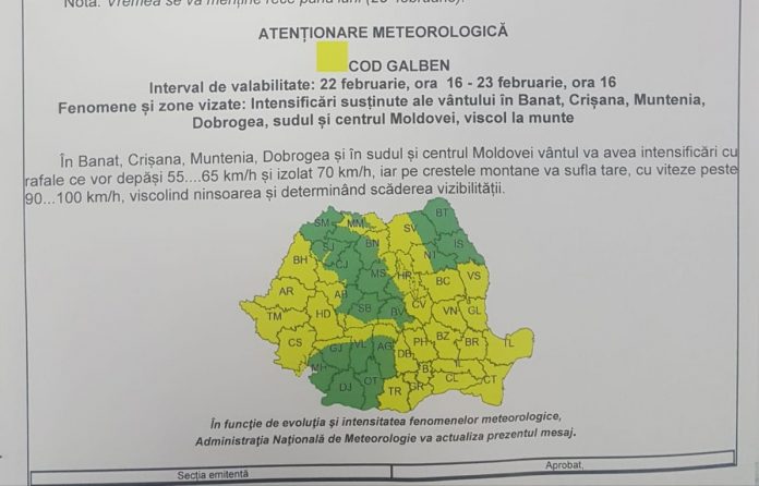 Meteorologii au emis cod galben pentru Gorj!
