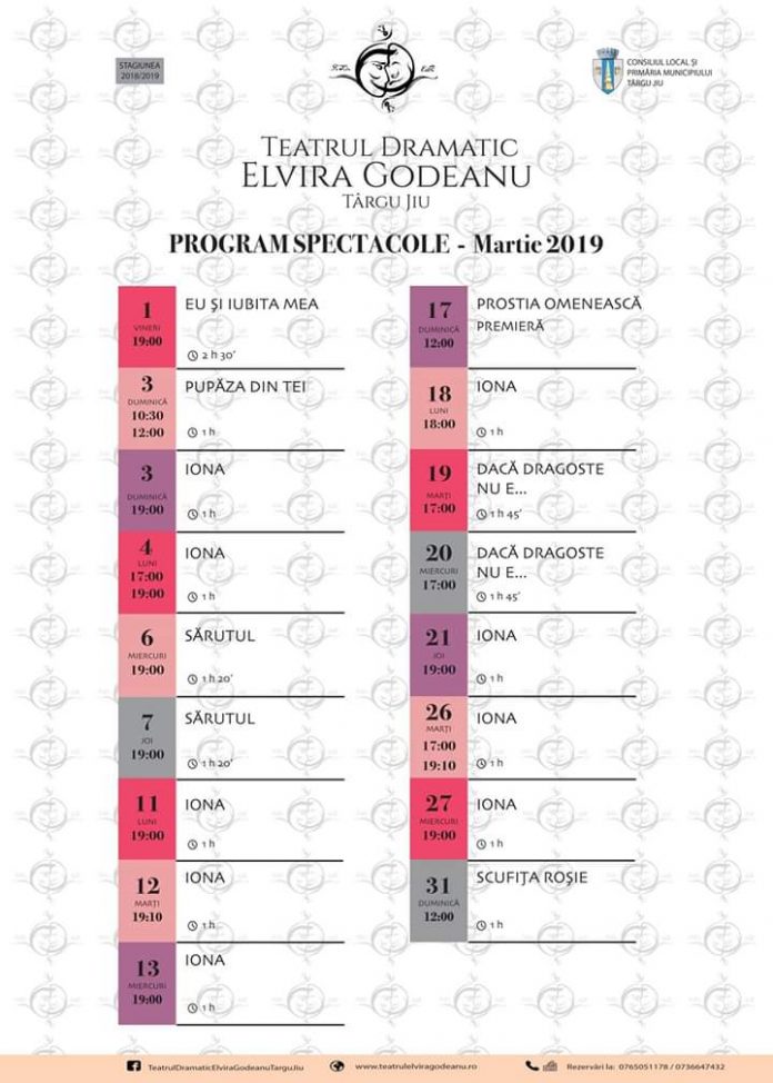 Foto: Programul spectacolelor Teatrului „Elvira Godeanu” din luna martie