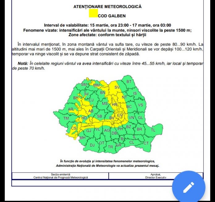 FOTO: Nordul județului Gorj, sub cod galben