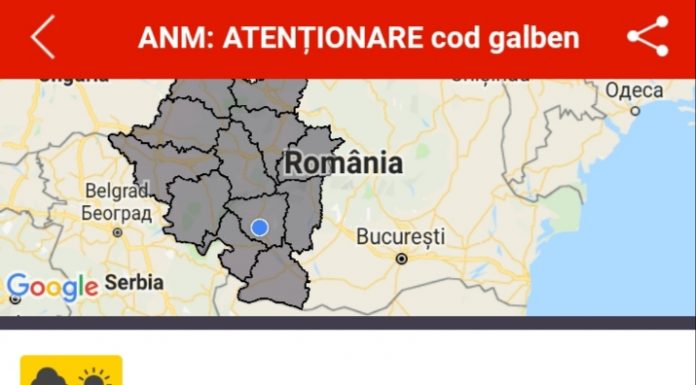 Cod galben de ploi și vijelii, în Gorj