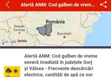 Cod galben de vreme severă imediată în Gorj!