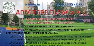 Calendarul admiterii la Liceul cu Program Sportiv Târgu-Jiu, anul școlar 2019-2020
