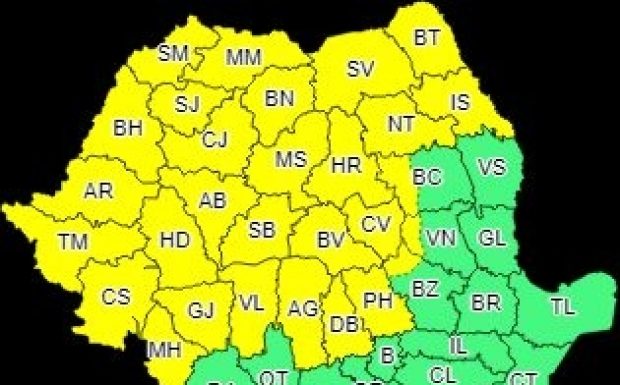 Cod galben de ploi, până sâmbătă