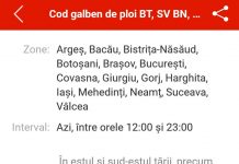 Cod galben de ploi până diseară