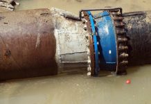 Conducta de aducțiune pentru opt puțuri din Târgu-Cărbunești, spartă