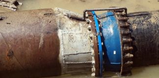 Conducta de aducțiune pentru opt puțuri din Târgu-Cărbunești, spartă