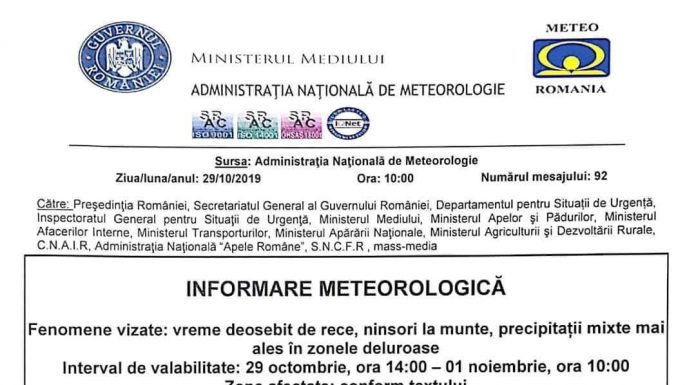 Informare meteo de frig