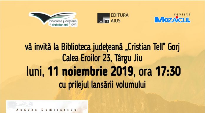 Lansarea volumului „Şamanul”, luni, la Târgu-Jiu