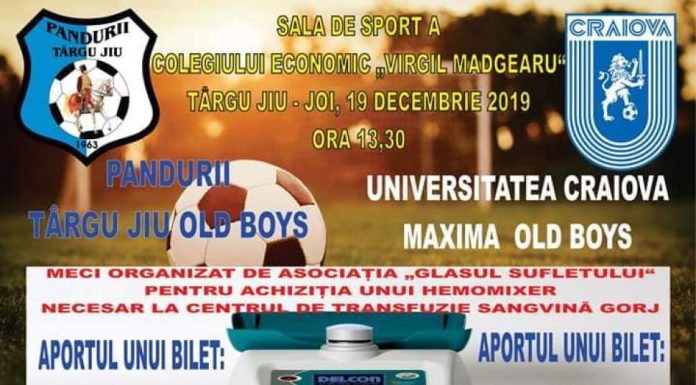 CARITABIL! Meci eveniment, astăzi, la Colegiul Economic Virgil Madgearu: OLD BOYS Pandurii Târgu-Jiu vs. OLD BOYS Universitatea Craiova Maxima