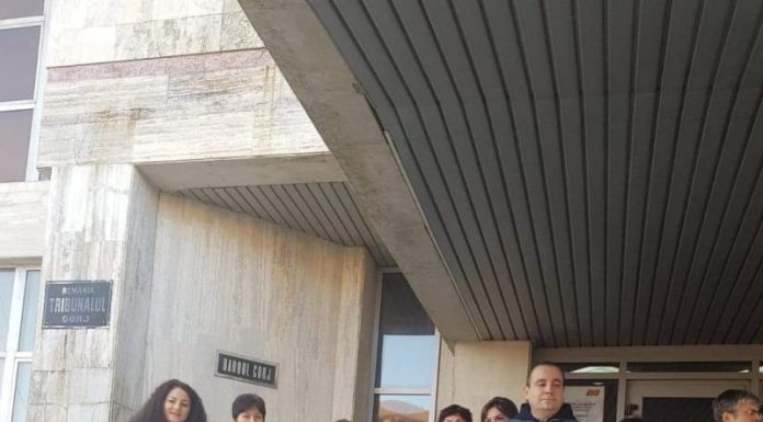 Peste o sută de grefieri au protestat pe scările Palatului Justiției, în Târgu-Jiu