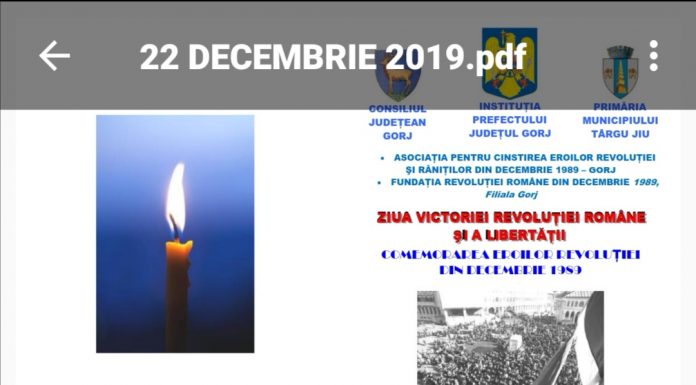 Programul manifestărilor dedicate împlinirii a 30 de ani de la Revoluția din ’89