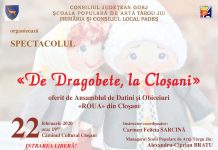 Sâmbătă, eveniment cultural, la Cloşani