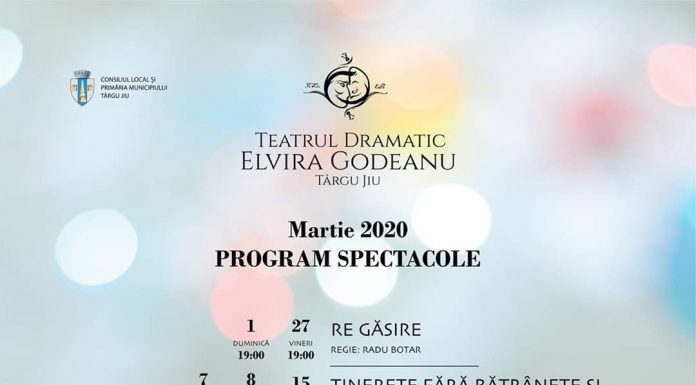 Programul lunii martie, la Teatrul „Elvira Godeanu” Târgu Jiu