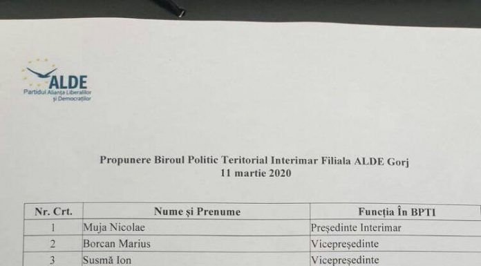 ALDE Gorj are un nou Birou Politic Interimar cu 5 vicepreședinți!