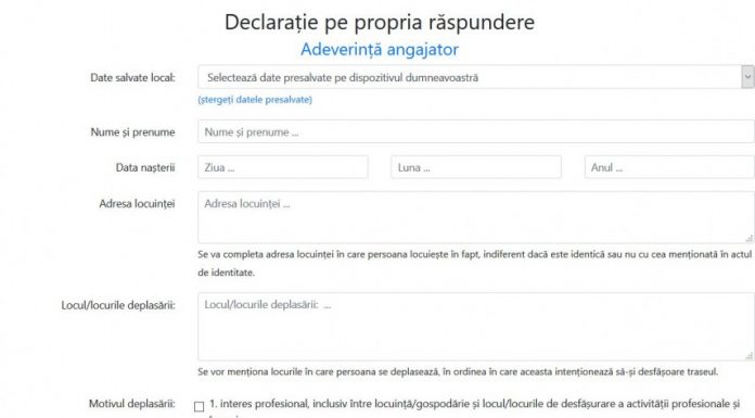 Declarațiile pe proprie răspundere se pot completa online