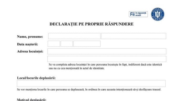 Declarația pe proprie răspundere a fost simplificată