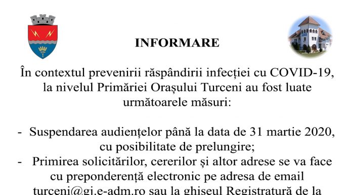 Audiențe suspendate la Primăria Turceni