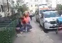 FOTO: Un bărbat din Rovinari a vrut să-și taie gâtul, în fața polițistilor