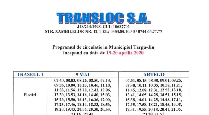 Transloc: Programul de circulație în zilele de Paște