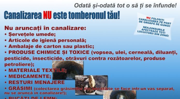 Aparegio Gorj face un nou apel la populație privind deșeurile din rețelele de canalizare