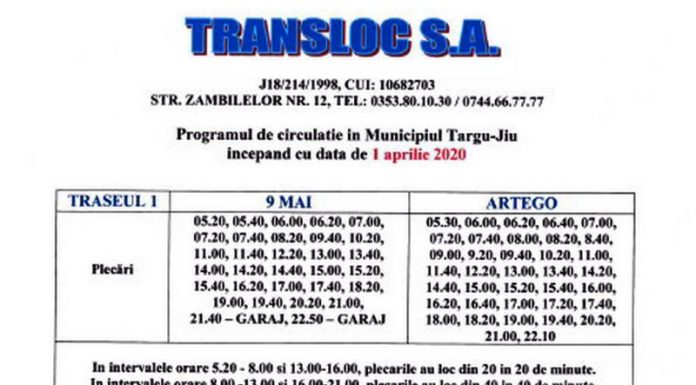 S-a modificat din nou programul curselor Transloc!