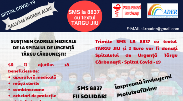ADER a lansat campania ,,Salvăm Îngerii Albi”! Cu un singur sms ajutăm spitalele din Gorj!