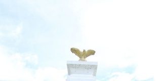 Coroană de flori, depusă de polițiști la monumentul lui Mihai Viteazul, de la Schela