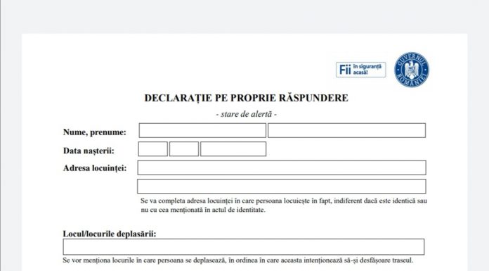Un nou tip de declarație pentru deplasarea în afara localității